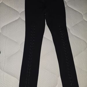 Elegant Black Lace-Up Women's Pants